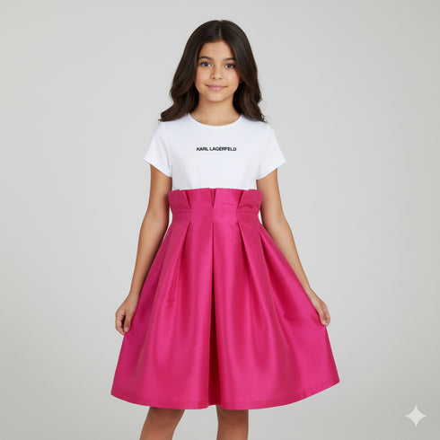 KARL LAGERFELD Bi material short sleeves dress