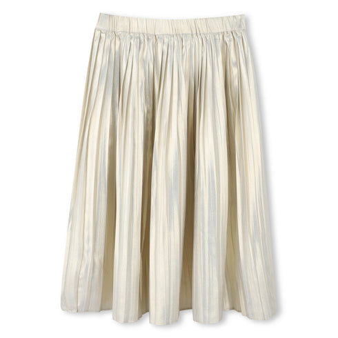 Michael Kors Pleated polyester voile gold midi skirt