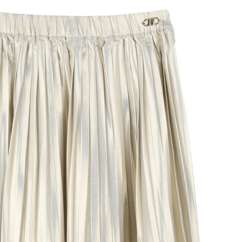 Michael Kors Pleated polyester voile gold midi skirt