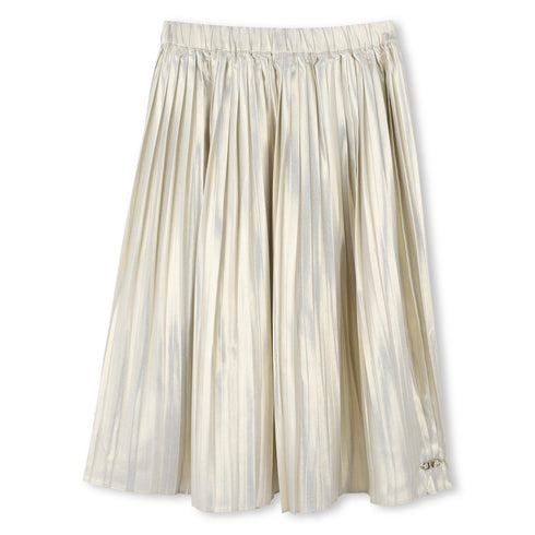 Michael Kors Pleated polyester voile gold midi skirt