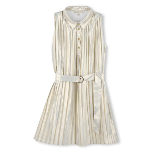 Michael Kors Pleated polyester voile sleeveless dress