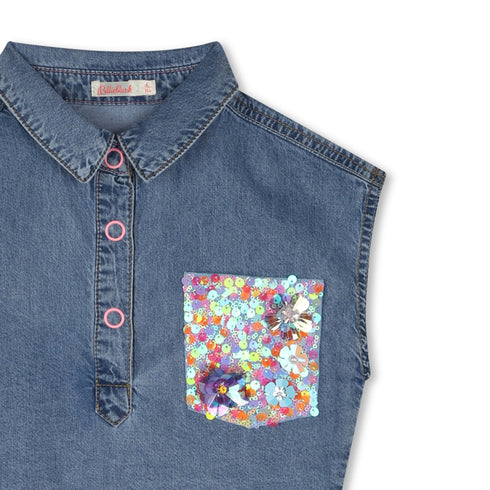 BILLIBLUSH Bi material dress denim